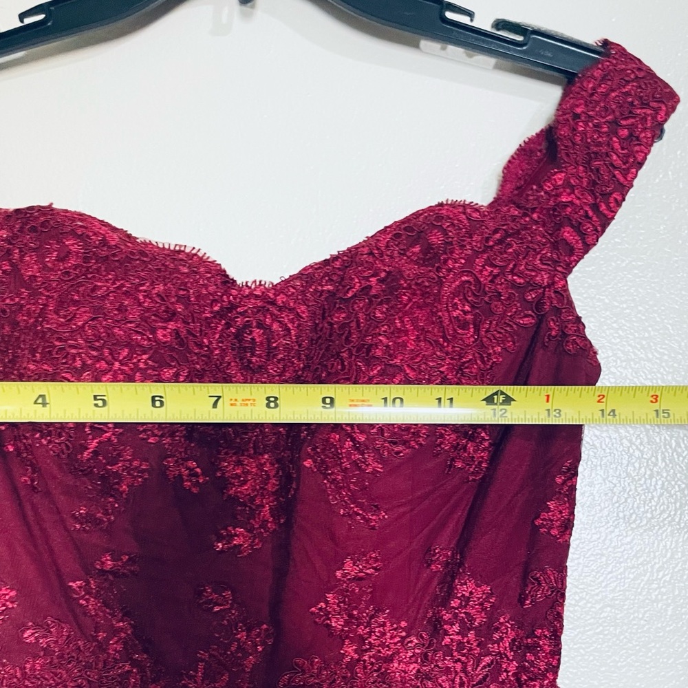 Off-Shoulder Burgundy Evening Gown - Picture 9 of 13